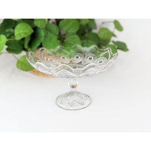 Pristine Antique Clear Glass Compote | Antique Pedestal Pressed Glass Dish Bowl